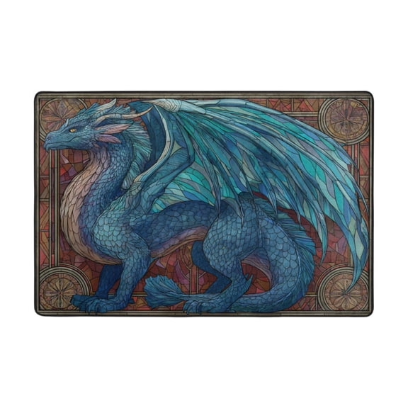 Area Rugs 36"x24" Indoor Non-Slip Wear Resistant Floor Mats Soft Large Carpets for Living Room Bedroom Home Decor Washable Rug Azure Dragon