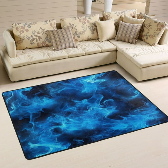 Area Rugs 36"x24" Indoor Non-Slip Wear Resistant Floor Mats Soft Large Carpets for Living Room, Bedroom, Home Decor Washable Rug Blue Smoke