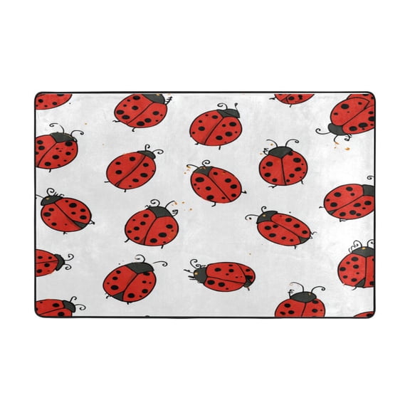 Area Rugs 36"x24" Indoor Non-Slip Wear Resistant Floor Mats Soft Large Carpets for Living Room Bedroom Home Decor Washable Rug Cartoon Style Ladybugs