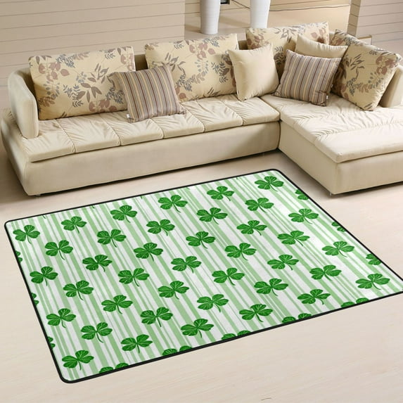 Area Rugs 36"x24" Indoor Non-Slip Wear Resistant Floor Mats Soft Large Carpets for Living Room Bedroom Home Decor Washable Rug Cute Four-leaf Clover