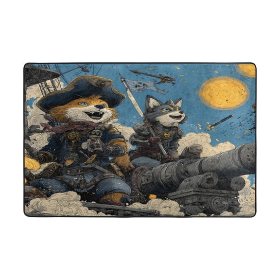 Area Rugs 36"x24" Indoor Non-Slip Wear Resistant Floor Mats Soft Large Carpets for Living Room Bedroom Home Decor Washable Rug Fox Wars