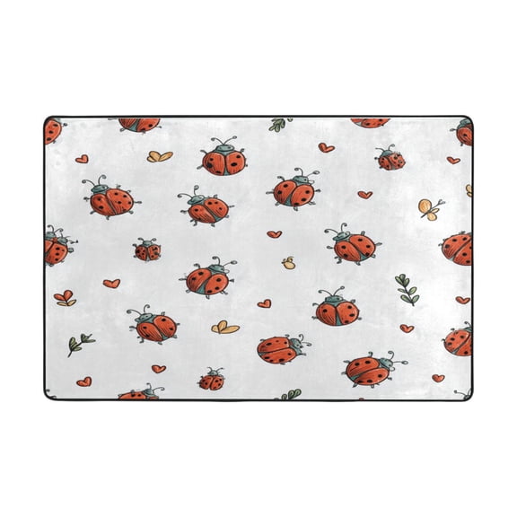 Area Rugs 36"x24" Indoor Non-Slip Wear Resistant Floor Mats Soft Large Carpets for Living Room Bedroom Home Decor Washable Rug Ladybugs Pattern