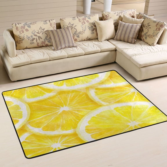 Area Rugs 36"x24" Indoor Non-Slip Wear Resistant Floor Mats Soft Large Carpets for Living Room Bedroom Home Decor Washable Rug Lemon Slice Pattern