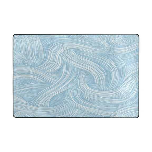 Area Rugs 36"x24" Indoor Non-Slip Wear Resistant Floor Mats Soft Large Carpets for Living Room Bedroom Home Decor Washable Rug Light Blue Wavy Lines