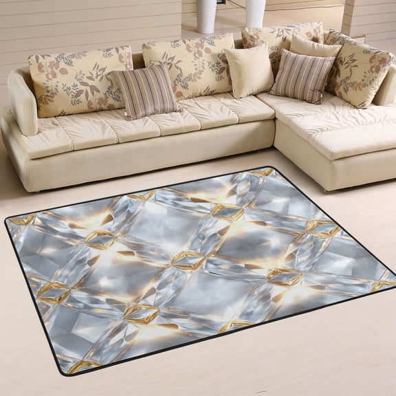 Area Rugs 36"x24" Indoor Non-Slip Wear Resistant Floor Mats Soft Large Carpets for Living Room Bedroom Home Decor Washable Rug Luxe Diamond Weave