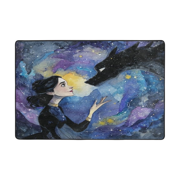 Area Rugs 36"x24" Indoor Non-Slip Wear Resistant Floor Mats Soft Large Carpets for Living Room Bedroom Home Decor Washable Rug Magic Black Dragon
