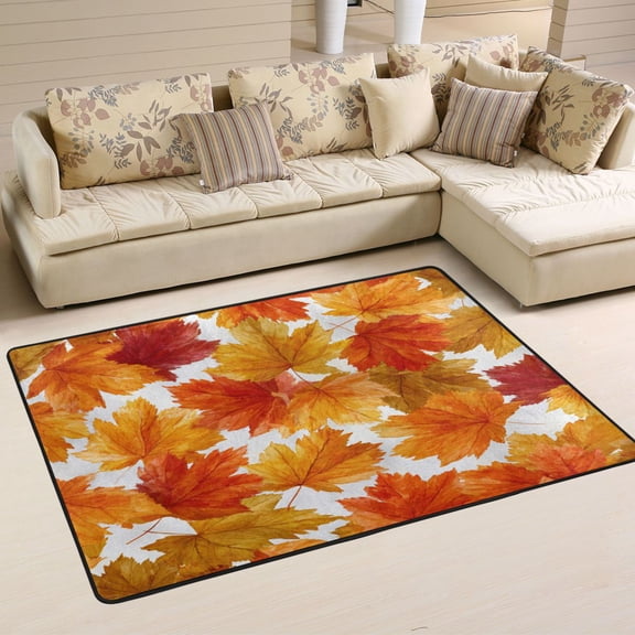 Area Rugs 36"x24" Indoor Non-Slip Wear Resistant Floor Mats Soft Large Carpets for Living Room Bedroom Home Decor Washable Rug Maple Leaf Design