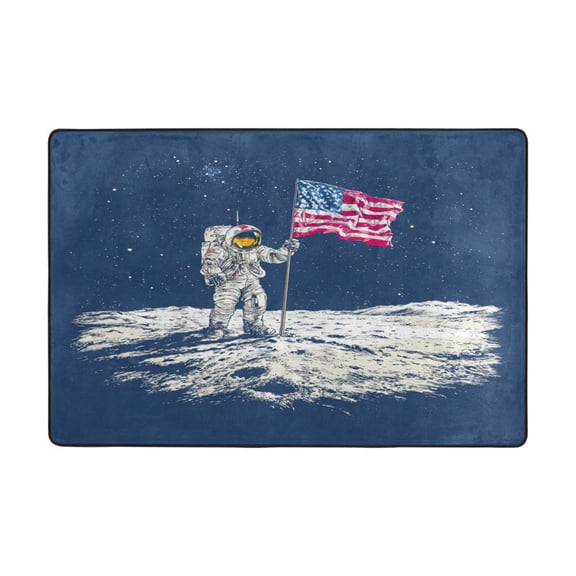 Area Rugs 36"x24" Indoor Non-Slip Wear Resistant Floor Mats Soft Large Carpets for Living Room Bedroom Home Decor Washable Rug Moon Landing