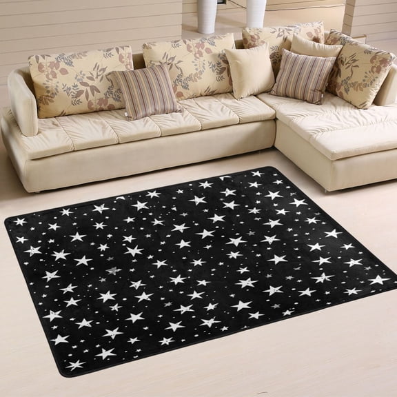 Area Rugs 36"x24" Indoor Non-Slip Wear Resistant Floor Mats Soft Large Carpets for Living Room, Bedroom, Home Decor Washable Rug Silver Tiny Stars