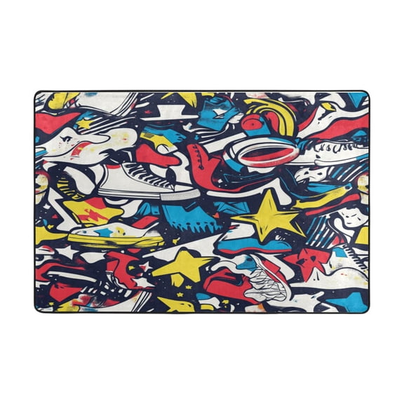 Area Rugs 36"x24" Indoor Non-Slip Wear Resistant Floor Mats Soft Large Carpets for Living Room Bedroom Home Decor Washable Rug Trendy Logo Patterns