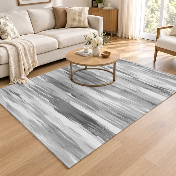Area Rugs 4 x 6 Washable, Gray Ombre Living Room Bedroom Rug Low Pile ...