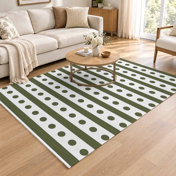Area Rugs 4 x 6 Washable, Olive Green Living Room Bedroom Rug Low Pile ...