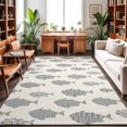 thumbnail image 1 of Area Rugs 4'x6'. Abstract Art Fish Grey Carpet Runner Indoor Outdoor Rugs Home Decor Aesthetic, Coastal Ocean Summer Linen Texture Non Slip Mats Washable Accent Rug for Living Room Bedroom, 1 of 8