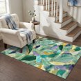 thumbnail image 1 of Area Rugs 4'x6'. Abstract Leaves Carpet Runner Indoor Outdoor Rugs Home Decor Aesthetic, Green Leaf Luxury Foliage Marble Texture Non Slip Mats Washable Accent Rug for Living Room Bedroom, 1 of 8