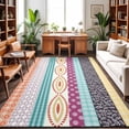 thumbnail image 1 of Area Rugs 4'x6'. Bohemia Ethnic Carpet Runner Indoor Outdoor Rugs Home Decor Aesthetic, Boho Tribal Teal Orange Purple Stripes Leaves Non Slip Mats Washable Accent Rug for Living Room Bedroom, 1 of 8