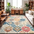 thumbnail image 1 of Area Rugs 4'x6'. Boho Morocco Carpet Runner Indoor Outdoor Rugs Home Decor Aesthetic, Retro Farmhouse Ethnic Neutral Aesthetic Non Slip Mats Washable Accent Rug for Living Room Bedroom, 1 of 8