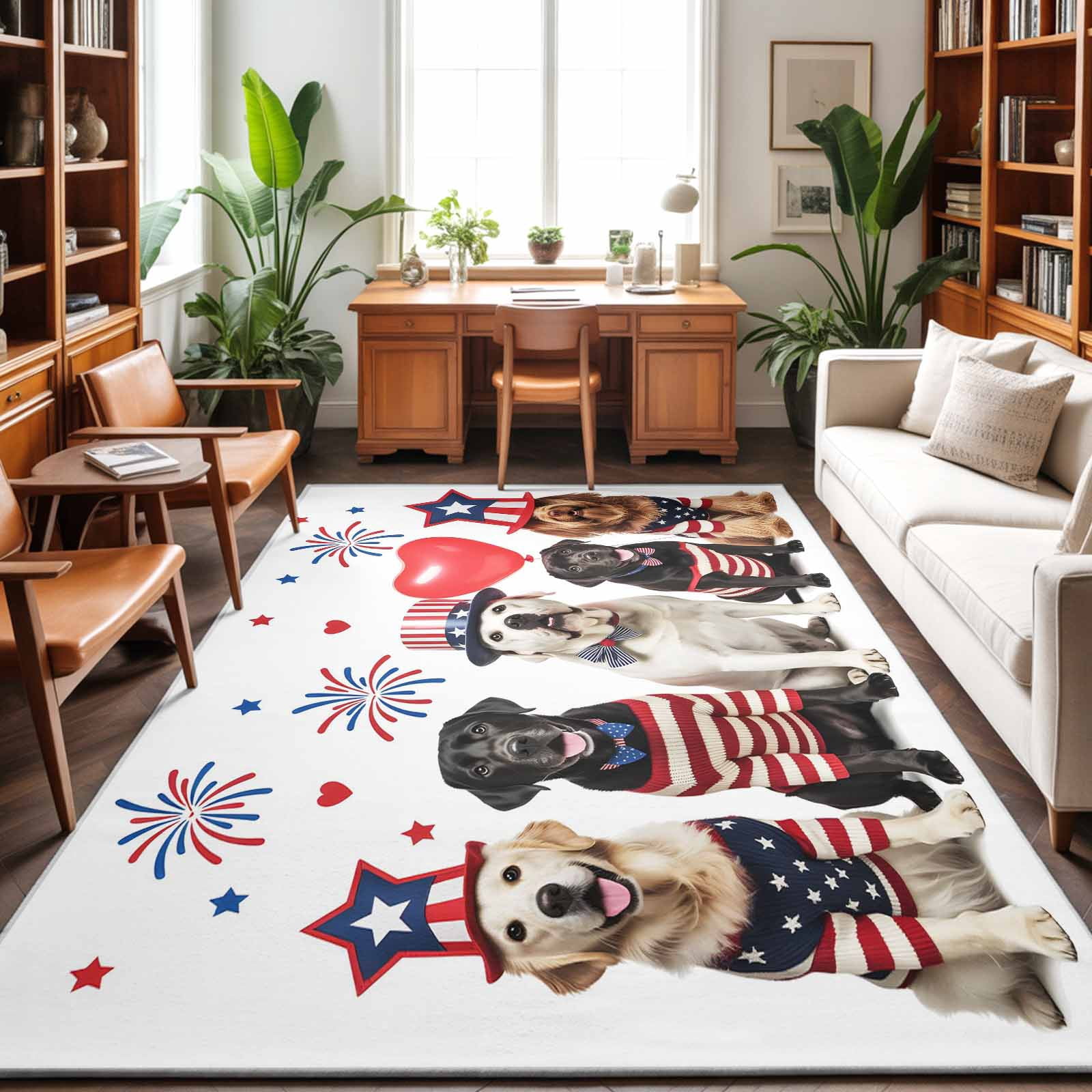 Area Rugs 4'x6'. Dogs Independence Day Carpet Runner Indoor Outdoor ...
