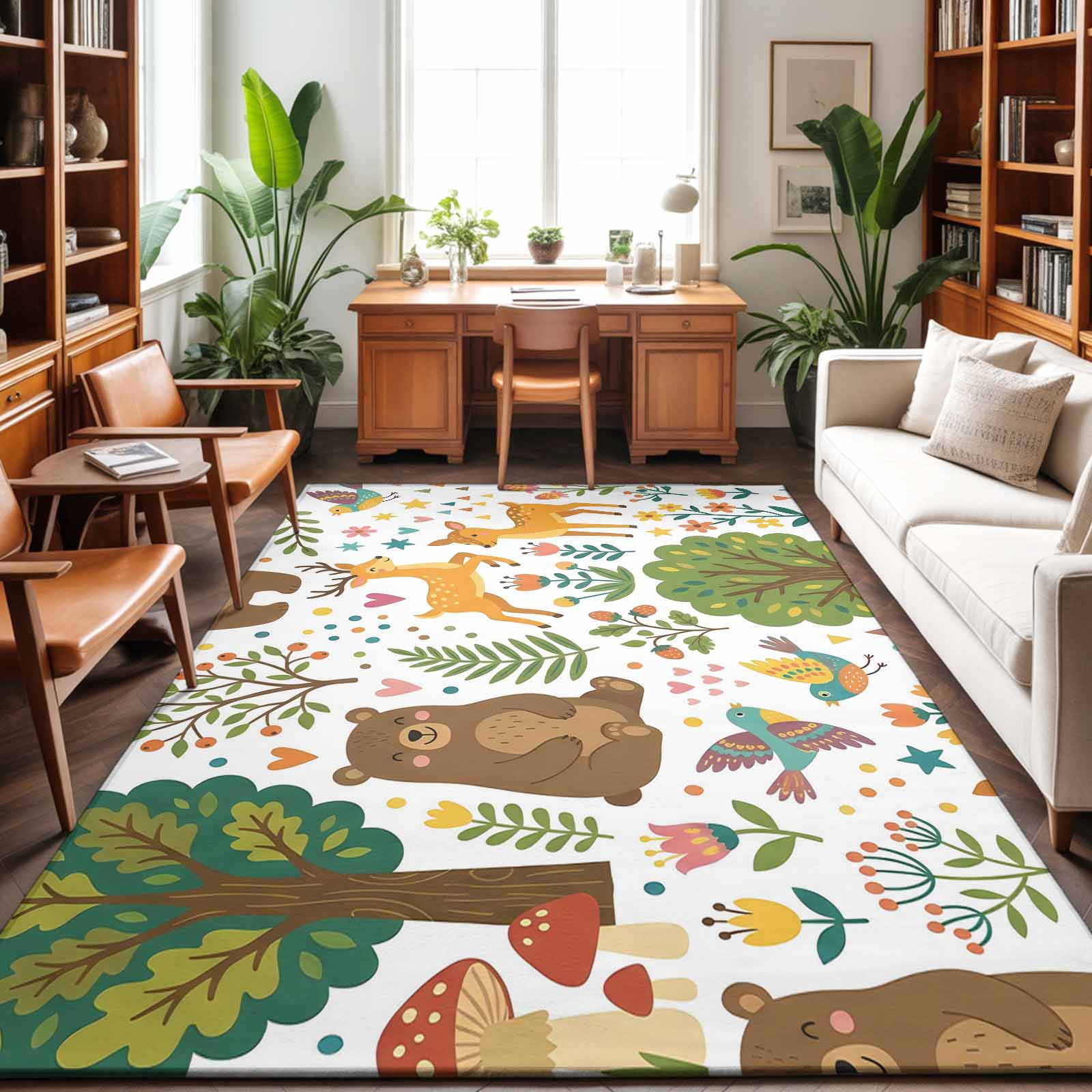 Area Rugs 4'x6'. Forest Animals Carpet Runner Indoor Outdoor Rugs Home ...