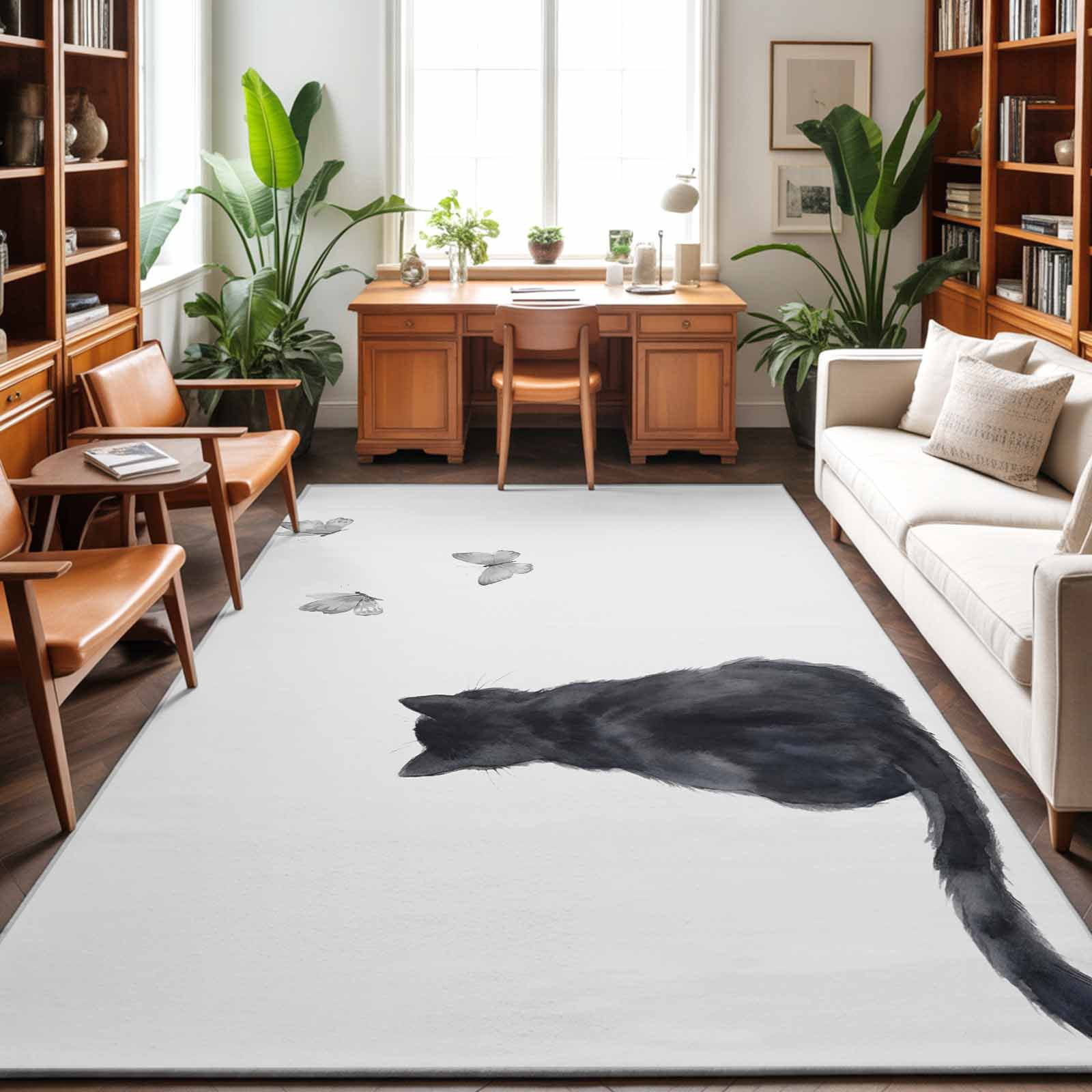 Cat Rug Real Area Rugs 4'x6'. Funny Black Cat Carpet Runner Indoor Outdoor Rugs Home ...