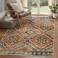 thumbnail image 1 of NewBuros 4'x6' Area Rugs for Living Room, Non-Slip Machine Washable Rugs, Soft Stain Resistant Low Pile Vintage Distressed Print Western Indoor Carpet, Orange, 1 of 10