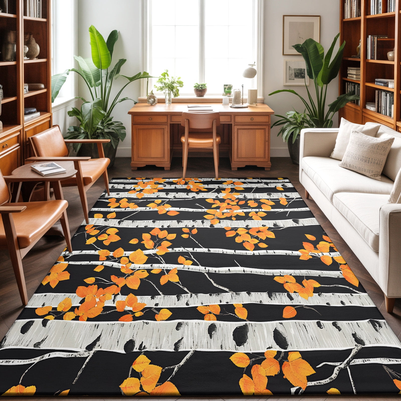 Area Rugs 4'x6'. Orange Leaves Truck Carpet Runner Indoor Outdoor Rugs ...
