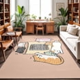 thumbnail image 1 of Area Rugs 4'x6'. Pink Brown Cute Cat Carpet Runner Indoor Outdoor Rugs Home Decor Aesthetic, Cartoon Funny Heater Cats Non Slip Mats Washable Accent Rug for Living Room Bedroom, 1 of 8