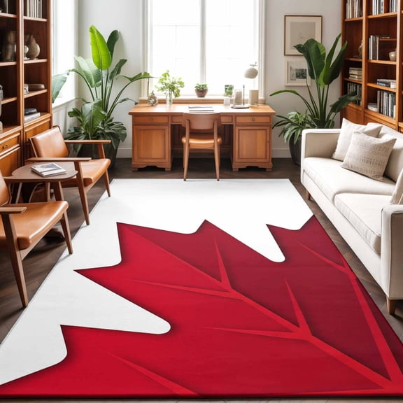 Area Rugs 4'x6'. Red Maple Leaves Carpet Runner Indoor Outdoor Rugs Home Decor Aesthetic, Farmhouse Botanical Modern Art Non Slip Mats Washable Accent Rug for Living Room Bedroom