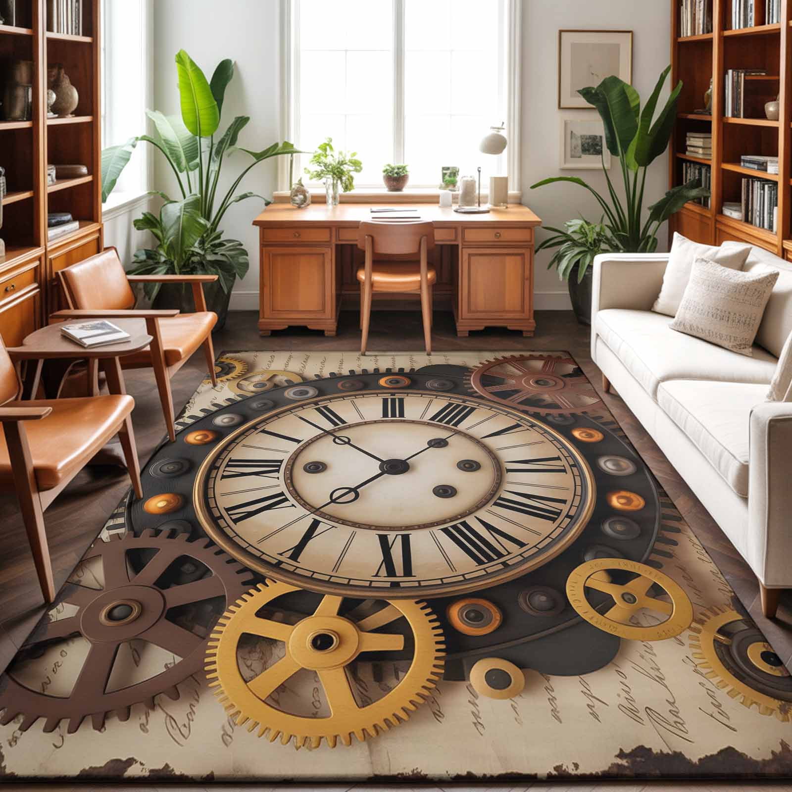 Area Rugs 4'x6'. Vintage Gear Clocks Carpet Runner Indoor Outdoor Rugs ...