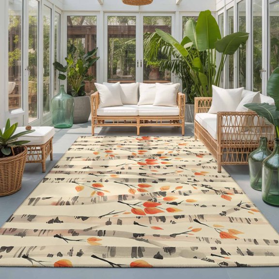 Area Rugs 4x6,Forest Autumn Birch Trees Non Slip Washable Rug Indoor Carpet Soft Floor Rugs for Home Living Room Bedroom Dining Room Office