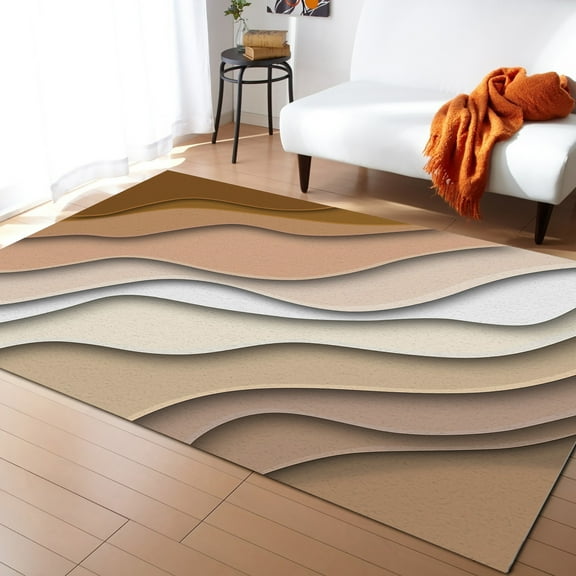 Area Rugs 4x6 Ft Modern Abstract Geometric Brown Gradient Non-Slip Washable Rug Indoor Rug Floor Mats Non Shedding Carpet for Living Room Bedroom Dining Room Home Decor