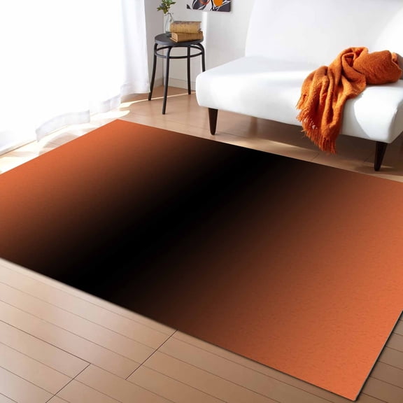 Area Rugs 4x6 Ft Ombre Abstract Gradient Orange and Black Non-Slip Washable Rug Indoor Rug Floor Mats Non Shedding Carpet for Living Room Bedroom Dining Room Home Decor