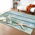 thumbnail image 1 of Area Rugs 4x6 Ft Starfish Shell Seaweed Summer Ocean Wood Grain Non-Slip Washable Rug Indoor Rug Floor Mats Non Shedding Carpet for Living Room Bedroom Dining Room Home Decor, 1 of 8