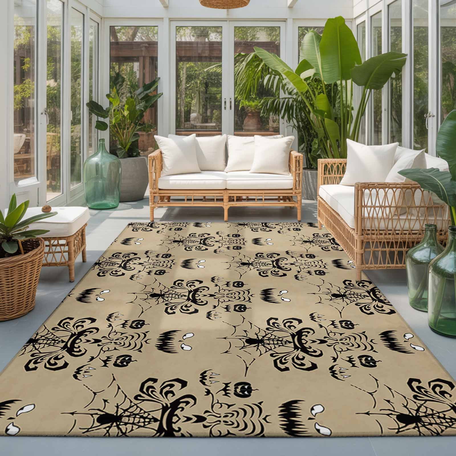 Area Rugs 4x6,Halloween Spiders- Web Pumpkin Ghost Non Slip Washable ...