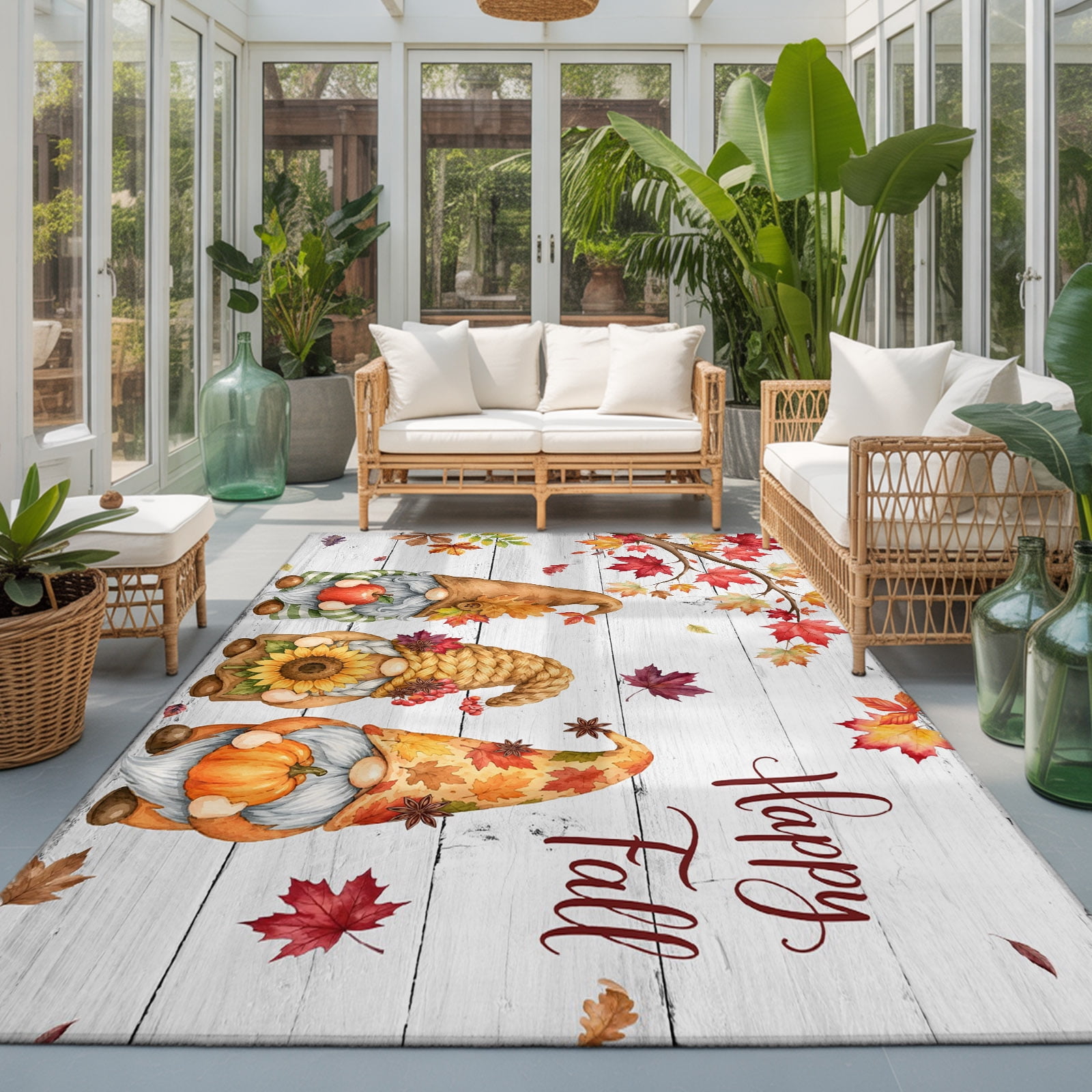 Area Rugs 4x6,Happy Fall Words Gnomes Non Slip Washable Rug Indoor ...