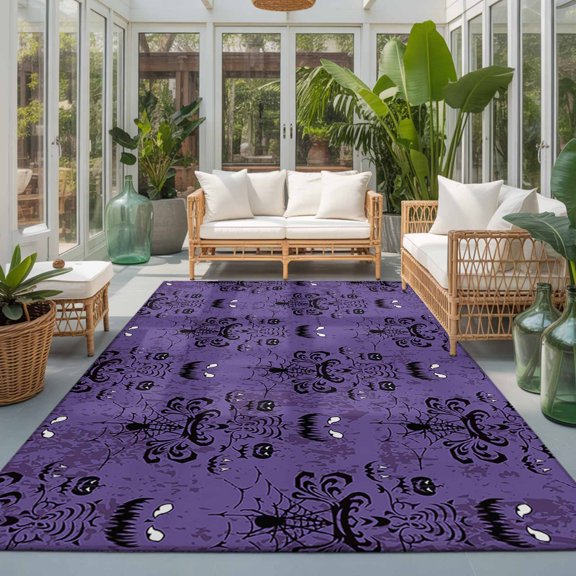 Area Rugs 4x6,Spooky Halloween Haunted Ghost Cobweb Non Slip Washable Rug Indoor Carpet Soft Floor Rugs for Home Living Room Bedroom Dining Room Office