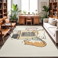 thumbnail image 1 of Area Rugs 5'x7', Beige Cute Cat Carpet Runner Indoor Outdoor Rugs Home Decor Aesthetic, Cartoon Funny Heater Cats Non Slip Mats Washable Accent Rug for Living Room Bedroom, 1 of 8