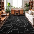 thumbnail image 1 of Area Rugs 5'x7', Black Shark Carpet Runner Indoor Outdoor Rugs Home Decor Aesthetic, Black White Line Abstract Art Non Slip Mats Washable Accent Rug for Living Room Bedroom, 1 of 8