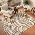thumbnail image 1 of Area Rugs 5'x7', Brown Striped Carpet Runner Indoor Outdoor Rugs Home Decor Aesthetic, Farmhouse Rustic Abstract Lines Art Non Slip Mats Washable Accent Rug for Living Room Bedroom, 1 of 8