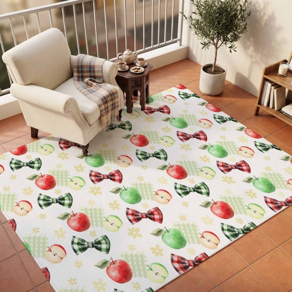 Area Rugs 5'x7', Candy Fruits Carpet Runner Indoor Outdoor Rugs Home Decor Aesthetic, Vibrant Red Green Summer Rustic Bows Non Slip Mats Washable Accent Rug for Living Room Bedroom