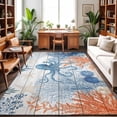 thumbnail image 1 of Area Rugs 5'x7', Coastal Octopus Carpet Runner Indoor Outdoor Rugs Home Decor Aesthetic, Blue Nautical Ocean Creature Wood Grain Non Slip Mats Washable Accent Rug for Living Room Bedroom, 1 of 8