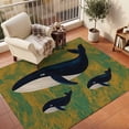 thumbnail image 1 of Area Rugs 5'x7', Green Yellow Whale Carpet Runner Indoor Outdoor Rugs Home Decor Aesthetic, Modern Abstract Art Oil Painting Non Slip Mats Washable Accent Rug for Living Room Bedroom, 1 of 8