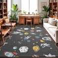 thumbnail image 1 of Area Rugs 5'x7', Grey Space Carpet Runner Indoor Outdoor Rugs Home Decor Aesthetic, Cartoon Cute Spaceship Planet Star Funny Non Slip Mats Washable Accent Rug for Living Room Bedroom, 1 of 8