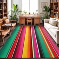 thumbnail image 1 of Area Rugs 5'x7', Mexican Style Carpet Runner Indoor Outdoor Rugs Home Decor Aesthetic, Colorful Mexico Stripes Green Red Non Slip Mats Washable Accent Rug for Living Room Bedroom, 1 of 8