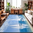thumbnail image 1 of Area Rugs 5'x7', Nautical Sailboat Carpet Runner Indoor Outdoor Rugs Home Decor Aesthetic, Summer Coastal Boat Painting Art Sky Blue Non Slip Mats Washable Accent Rug for Living Room Bedroom, 1 of 8