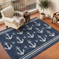 thumbnail image 1 of Area Rugs 5'x7', Navy Blue Anchor Carpet Runner Indoor Outdoor Rugs Home Decor Aesthetic, Nautical Summer Beach Coastal Non Slip Mats Washable Accent Rug for Living Room Bedroom, 1 of 8