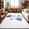 thumbnail image 1 of Area Rugs 5'x7', Navy Blue Floral Carpet Runner Indoor Outdoor Rugs Home Decor Aesthetic, Watercolor Flowers Farmhouse Non Slip Mats Washable Accent Rug for Living Room Bedroom, 1 of 8