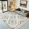 thumbnail image 1 of NewBuros 5'x7' Area Rugs for Living Room, Non-Slip Machine Washable Rugs, Soft Stain Resistant Low Pile Vintage Distressed Print Western Indoor Carpet, White & Black, 1 of 11