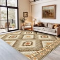 thumbnail image 1 of NewBuros 5'x7' Area Rugs for Living Room, Non-Slip Machine Washable Rugs, Soft Stain Resistant Low Pile Vintage Distressed Print Western Indoor Carpet, Camel, 1 of 12
