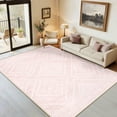 thumbnail image 1 of NewBuros 5'x7' Area Rugs for Living Room, Non-Slip Machine Washable Rugs, Soft Stain Resistant Low Pile Vintage Distressed Print Western Indoor Carpet, Light Pink, 1 of 10