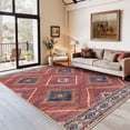 thumbnail image 1 of NewBuros 5'x7' Area Rugs for Living Room, Non-Slip Machine Washable Rugs, Soft Stain Resistant Low Pile Vintage Distressed Print Western Indoor Carpet, Red, 1 of 12